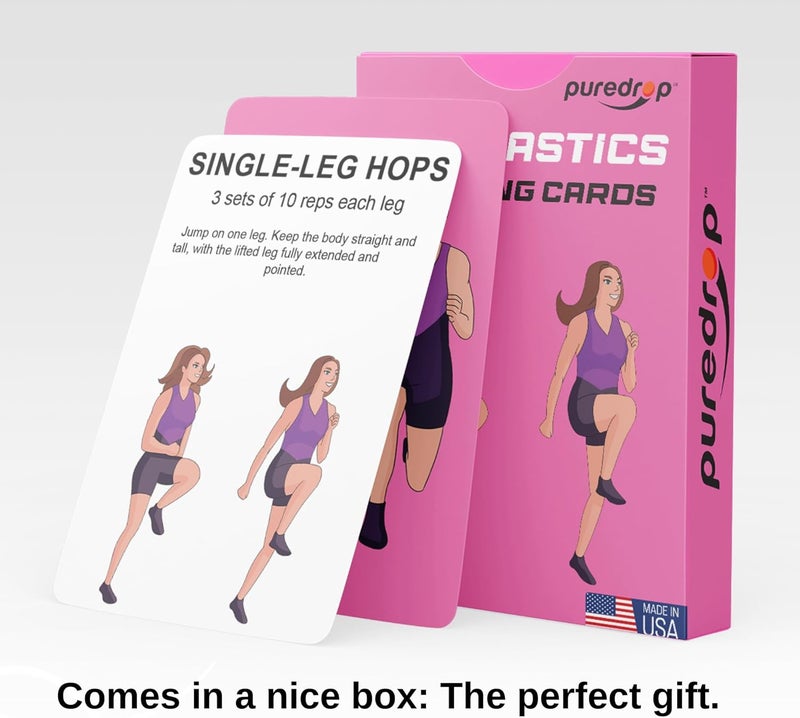 Pure Drop Gymnastics Training Equipment Aid Cards: Great Training Drills for Solo Practice. Exercises and Workouts for at Home. Fun Activity for Kids, Youth Junior and Beginners Gymnasts Dance - Image 4
